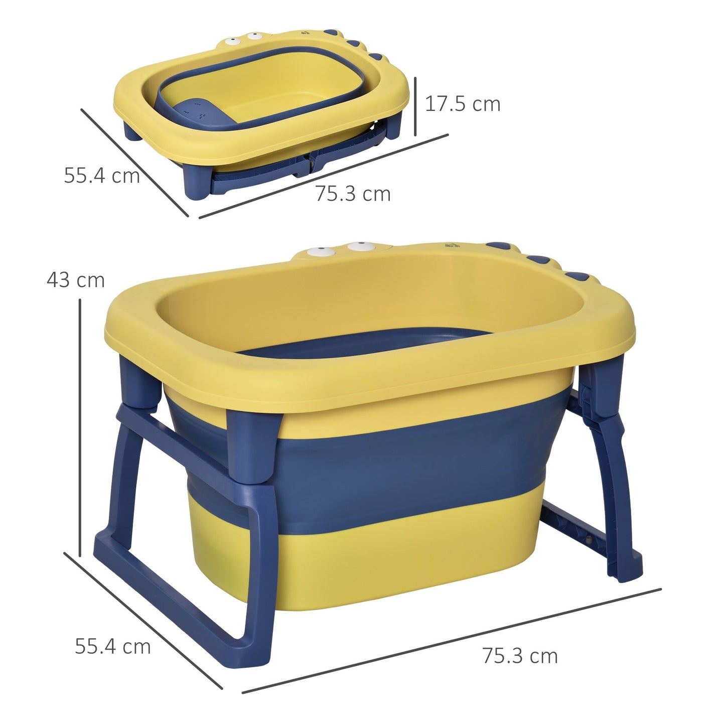 Baby Bath Tub for 0 - 6 Years Collapsible Non - Slip Portable with Stool Seat for Newborns Infants Toddlers Kids Crocodile Shape Yellow - Nurse Spaghetti