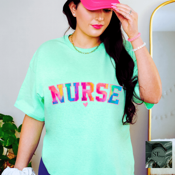 Personalized Nurse Varsity Tie - dye T-Shirt - Nurse Spaghetti