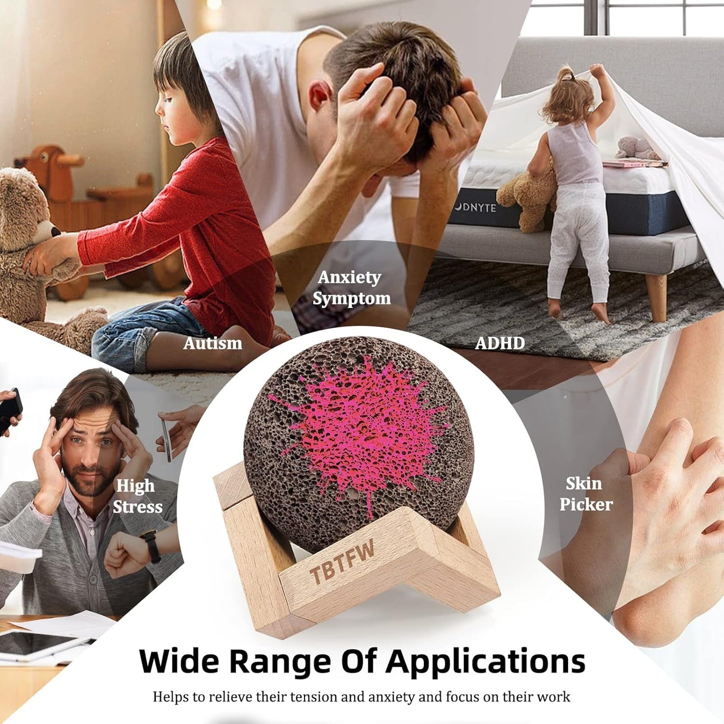 Pick and Peel Stone Kit, 2Pcspick round Stone for Anxiety Relief, Picking Stone DIY Pick Peel, Calming Stone Fidget Picky Stone with Display Stand for Improve Focus - Nurse Spaghetti