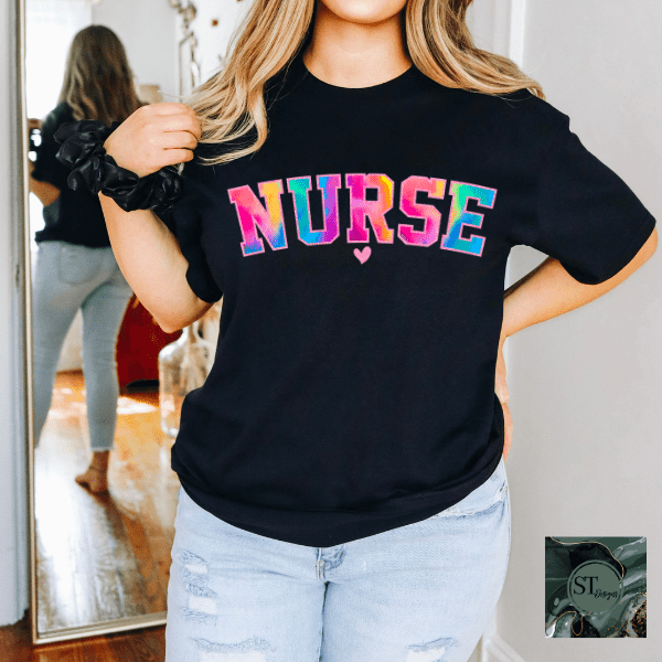 Personalized Nurse Varsity Tie - dye T-Shirt - Nurse Spaghetti
