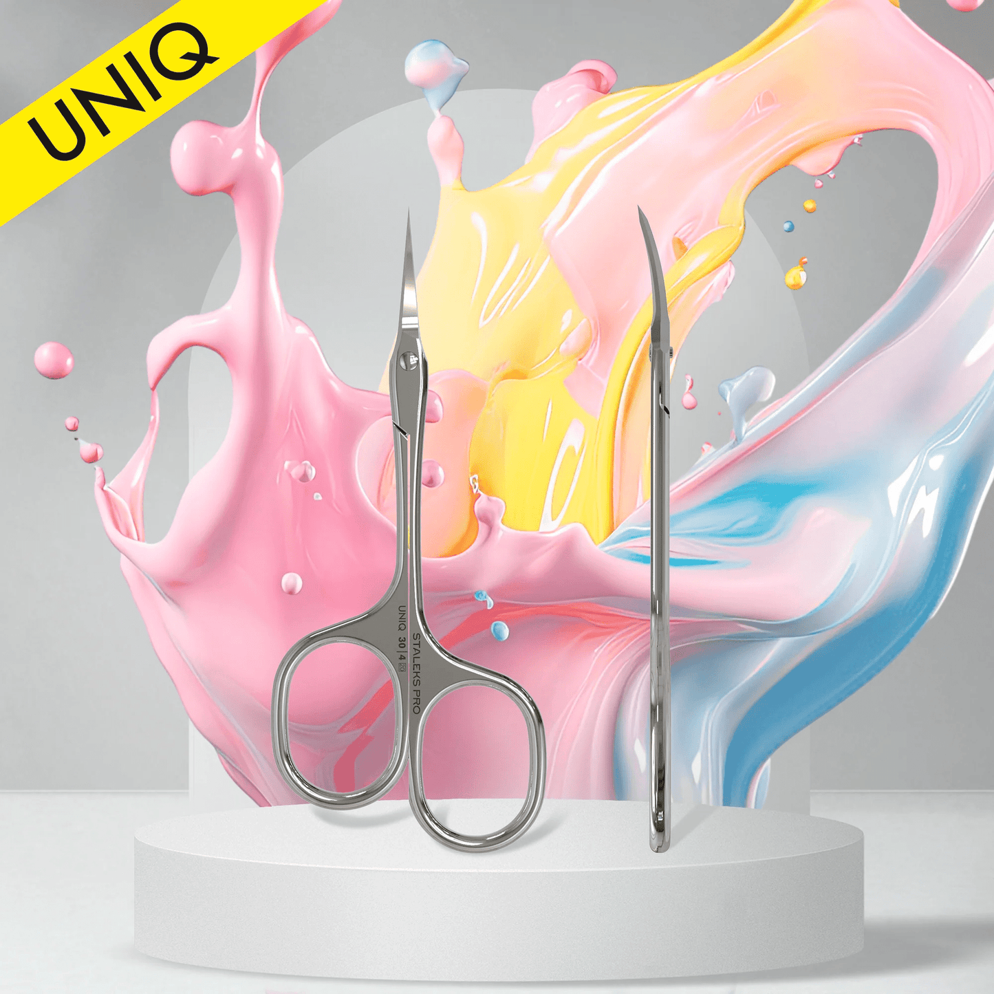 Professional Cuticle Scissors "Asymmetric" UNIQ 30 TYPE 4 - SQ - 30/4 - STALEKS - Nurse Spaghetti