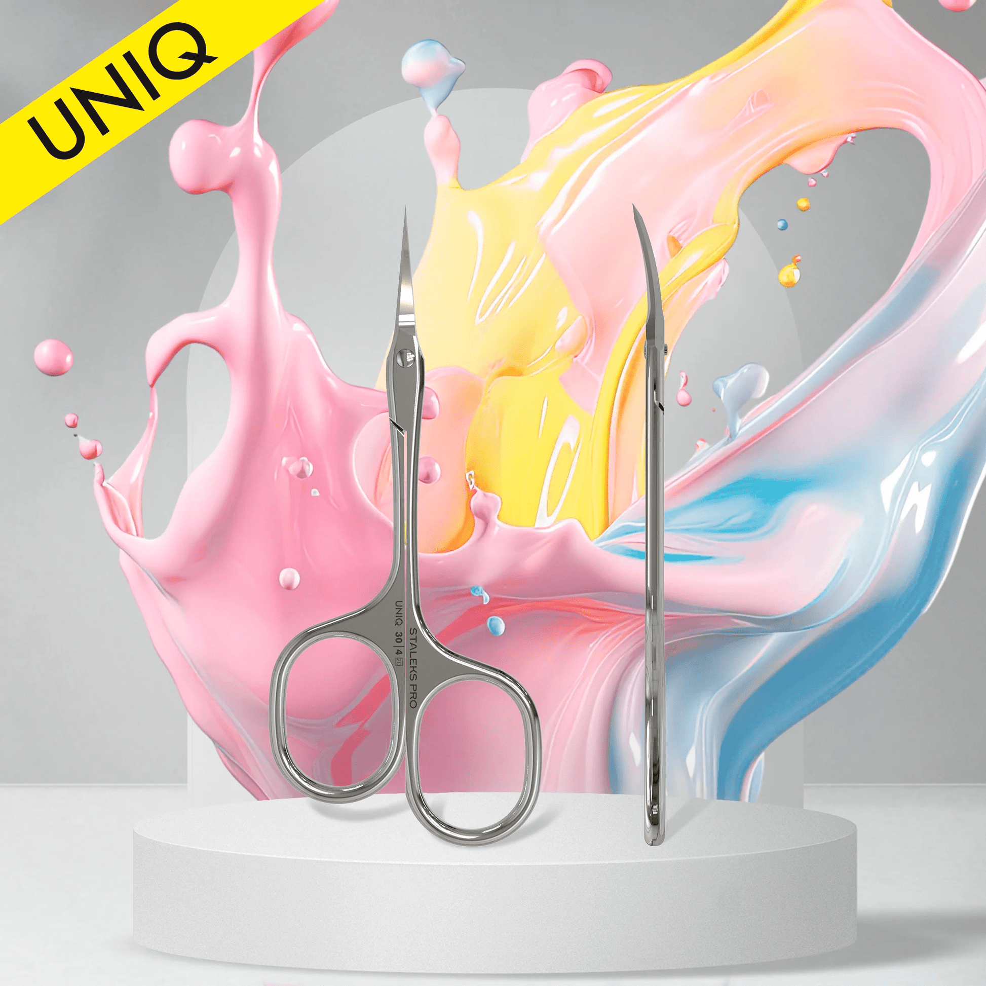 Professional Cuticle Scissors "Asymmetric" UNIQ 30 TYPE 4 - SQ - 30/4 - STALEKS - Nurse Spaghetti